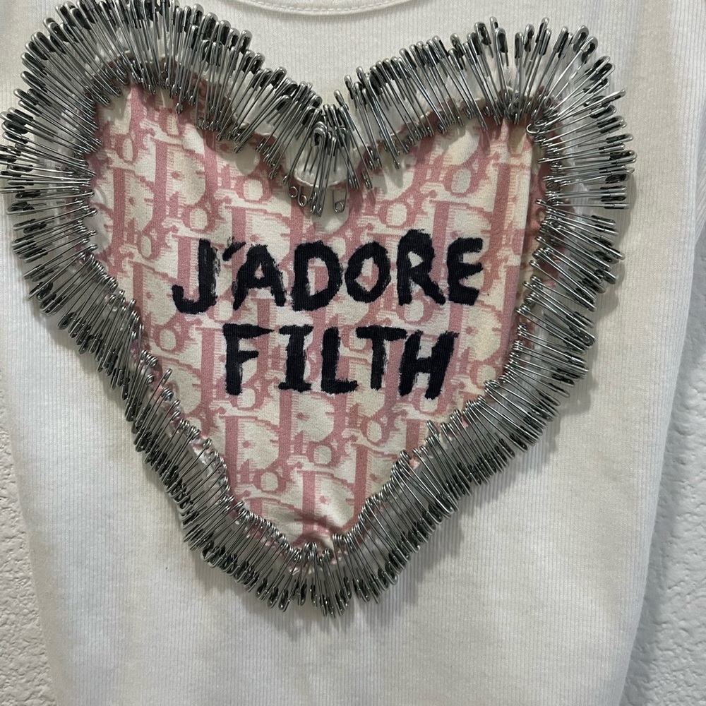 Dior “J’adore Filth” Handmade Punk Safety-Pin Tank XS - Picture 3 of 6